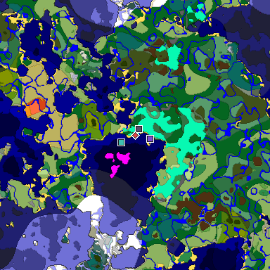 Predicted biome map of Java 1.18 seed -8649803710665769625 around estimated spawn