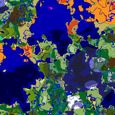 Predicted biome map of Java 1.19.2 seed -975672992193744708 around estimated spawn