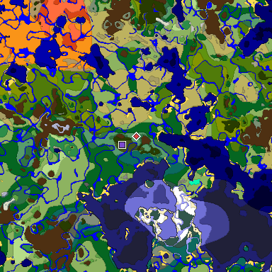 Predicted biome map of Java 1.19.2 seed 4868711924984463966 around estimated spawn