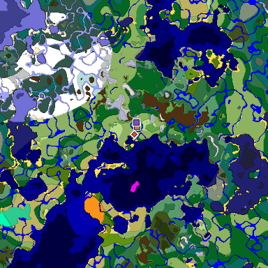 Predicted biome map of Java 1.19.2 seed -933021617982944811 around estimated spawn