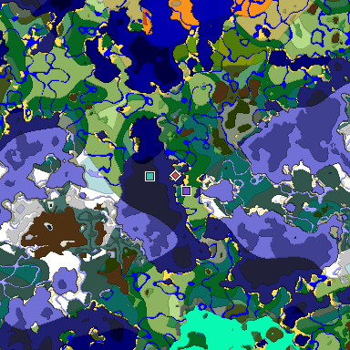 Predicted biome map of Java 1.19.2 seed -5828350329836573199 around estimated spawn