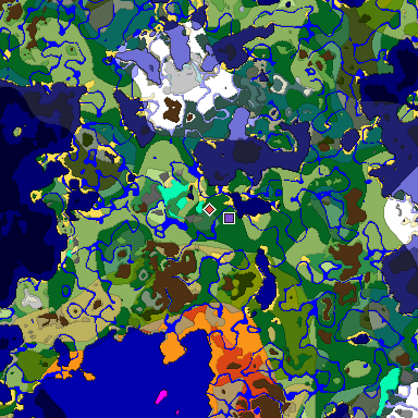 Predicted biome map of Java 1.19.2 seed -4690626381950871069 around estimated spawn