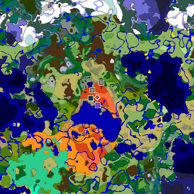 Predicted biome map of Java 1.19.2 seed 4650974865420957216 around estimated spawn