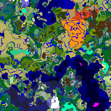 Predicted biome map of Java 1.19.2 seed 1899371736547881298 around estimated spawn