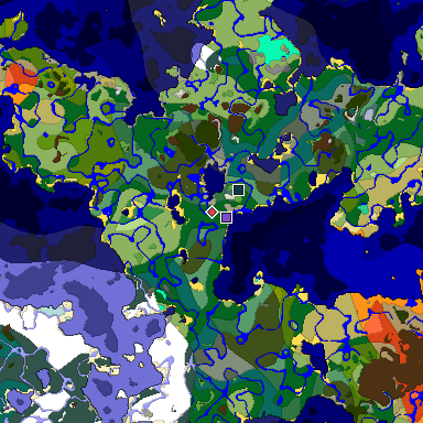 Predicted biome map of Java 1.19.2 seed 6901271598388680229 around estimated spawn