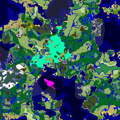 Predicted biome map of Java 1.19.2 seed 5924638028478587983 around estimated spawn