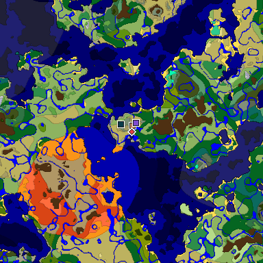 Predicted biome map of Java 1.19.2 seed -1893780823564460512 around estimated spawn