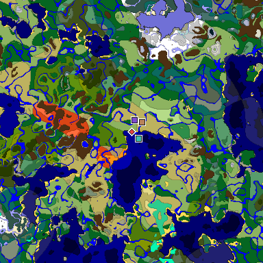 Predicted biome map of Java 1.19.2 seed -8908850809270011524 around estimated spawn