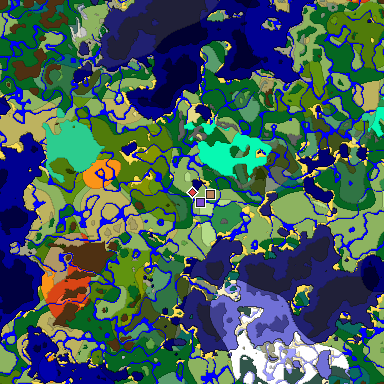 Predicted biome map of Java 1.19.2 seed 1825533776637673049 around estimated spawn