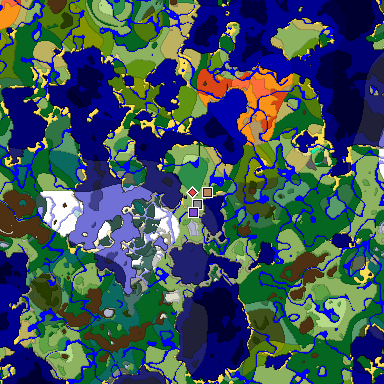 Predicted biome map of Java 1.19.2 seed 1984986298360004751 around estimated spawn