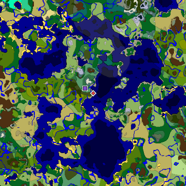 Predicted biome map of Java 1.19.2 seed -6854451007403459351 around estimated spawn