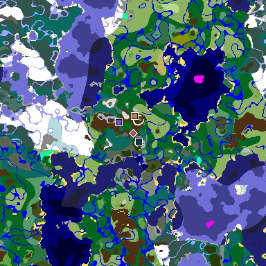 Map of Minecraft seed 2776673214256981047 around spawn