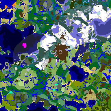 Map of Minecraft seed 2333081780927841628 around spawn
