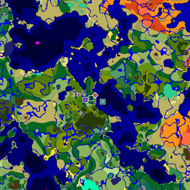 Predicted biome map of Java 1.19.2 seed -5373742874515236331 around estimated spawn