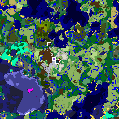 Predicted biome map of Java 1.19.2 seed 8416098511095183100 around estimated spawn
