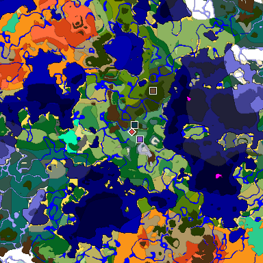 Predicted biome map of Java 1.19.2 seed -7117706090351405740 around estimated spawn