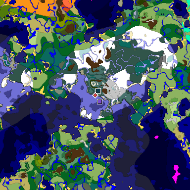 Predicted biome map of Java 1.19.2 seed 8048008514697184873 around estimated spawn