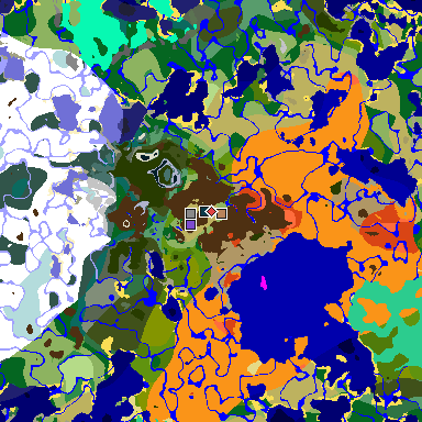 Map of Minecraft seed -8796245047254368108 around spawn