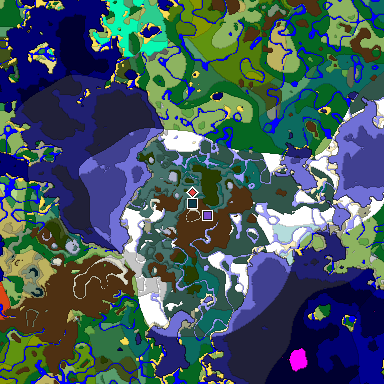 Predicted biome map of Java 1.19.2 seed 2237094595492657087 around estimated spawn