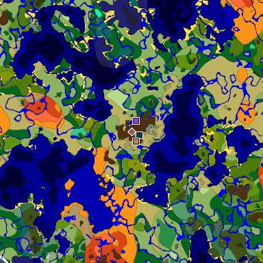 Predicted biome map of Java 1.19.2 seed -7198535628501269120 around estimated spawn