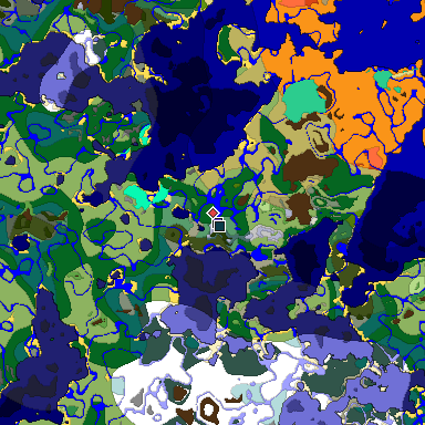 Predicted biome map of Java 1.19.2 seed -5139295453582734556 around estimated spawn