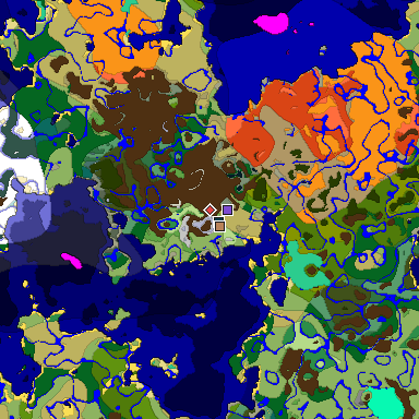 Predicted biome map of Java 1.19.2 seed -4622670463690512044 around estimated spawn