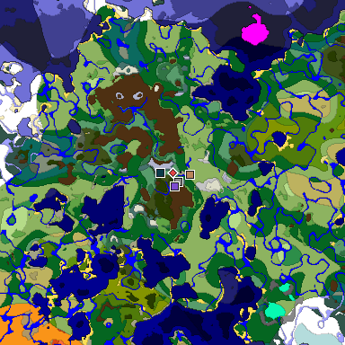 Predicted biome map of Java 1.19.2 seed 4475384217426774853 around estimated spawn