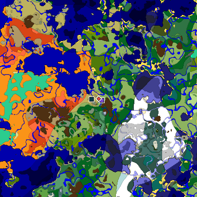 Predicted biome map of Java 1.19.2 seed -4271122273084149543 around estimated spawn