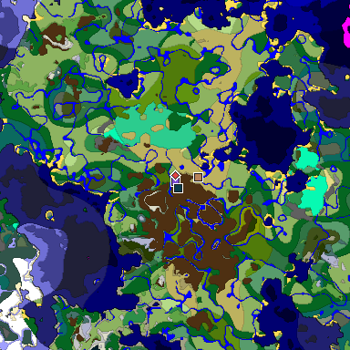 Predicted biome map of Java 1.19.2 seed -7130787039601914217 around estimated spawn