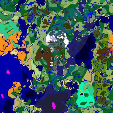 Predicted biome map of Java 1.19.2 seed -6242224705614302896 around estimated spawn