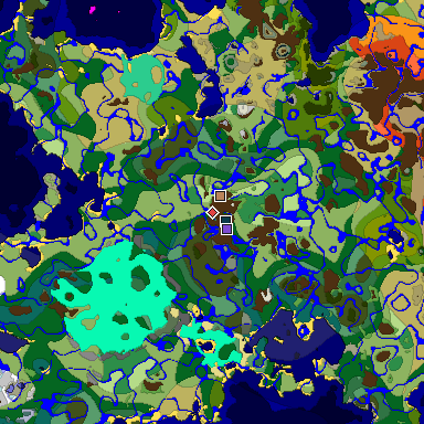 Predicted biome map of Java 1.19.2 seed -4272788633415823315 around estimated spawn