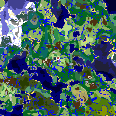 Map of Minecraft seed 4267706557336427927 around spawn