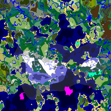 Map of Minecraft seed -8738070387390035806 around spawn