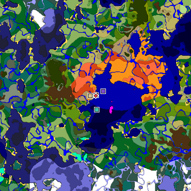 Predicted biome map of Java 1.19.2 seed 1279515753878235343 around estimated spawn