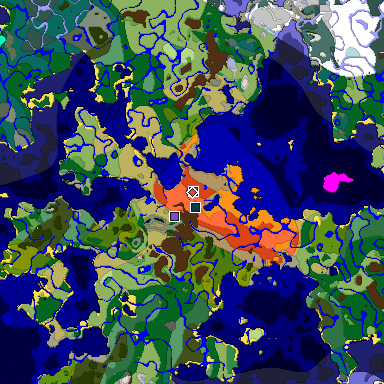 Predicted biome map of Java 1.19.2 seed 6076611897925200600 around estimated spawn