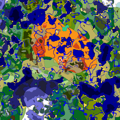 Predicted biome map of Java 1.19.2 seed 2275146368334515564 around estimated spawn