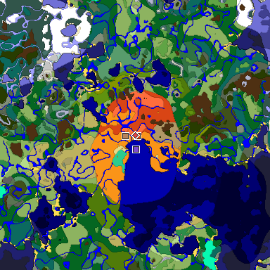 Predicted biome map of Java 1.19.2 seed 6552765470868166952 around estimated spawn