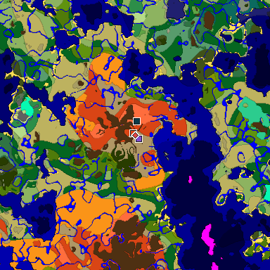 Predicted biome map of Java 1.19.2 seed -5682163192850090016 around estimated spawn