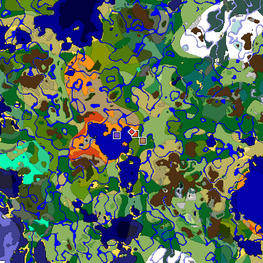 Predicted biome map of Java 1.19.2 seed 6137692587907638626 around estimated spawn
