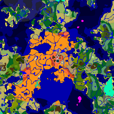 Predicted biome map of Java 1.19.2 seed 6576418123437777554 around estimated spawn
