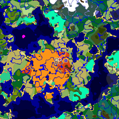 Predicted biome map of Java 1.19.2 seed -1469522370714490128 around estimated spawn