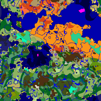 Predicted biome map of Java 1.19.2 seed 2259160134399260897 around estimated spawn