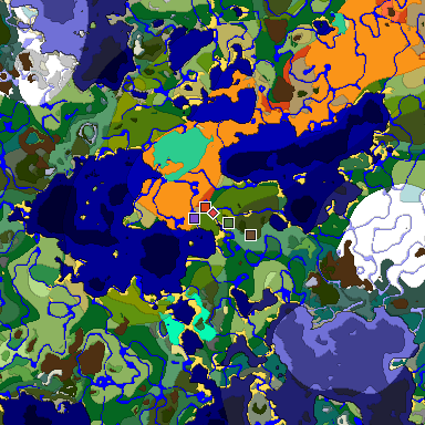 Predicted biome map of Java 1.19.2 seed 2259701459746052096 around estimated spawn