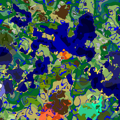 Predicted biome map of Java 1.19.2 seed -899633816679190034 around estimated spawn
