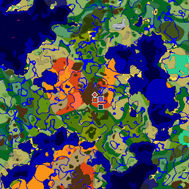 Predicted biome map of Java 1.19.2 seed 6306124441371253049 around estimated spawn