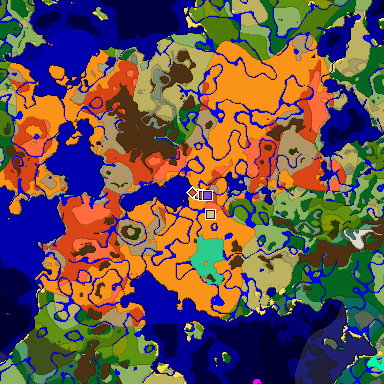 Predicted biome map of Java 1.19.2 seed -5178240420079952940 around estimated spawn