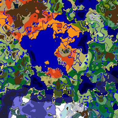 Predicted biome map of Java 1.19.2 seed 6262602279251514277 around estimated spawn