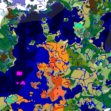 Predicted biome map of Java 1.19.2 seed -6459216988214104749 around estimated spawn