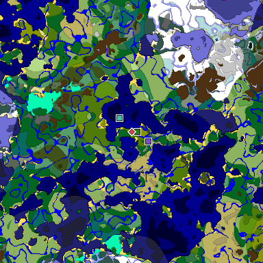 Predicted biome map of Java 1.19.2 seed 711747286073084100 around estimated spawn