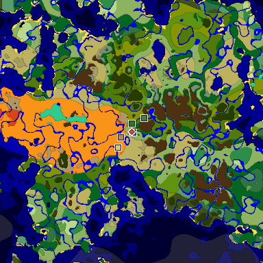 Predicted biome map of Java 1.19.2 seed 2188613989622434656 around estimated spawn